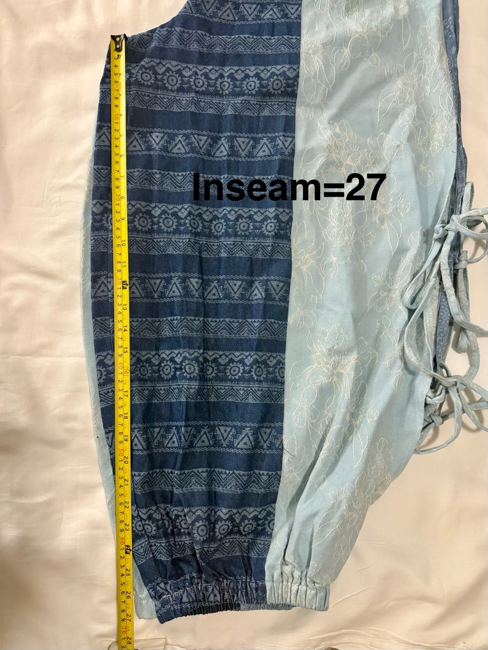POL Pale Blue Joggers with Navy Patterned Panel - Picture 6 of 10